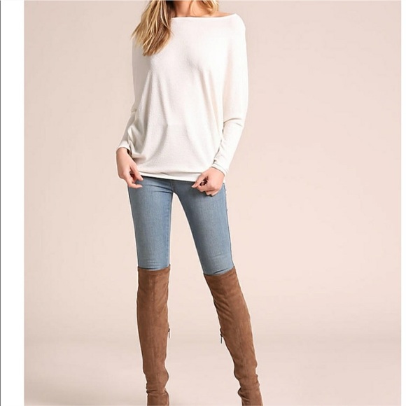 ♦️ LAST Ivory Textured Knit Dolman Blouse - Picture 3 of 5